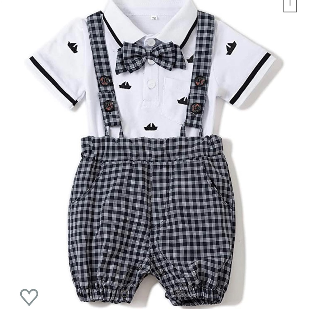 Baby Boys POLO shirt, with bow tie and overalls
